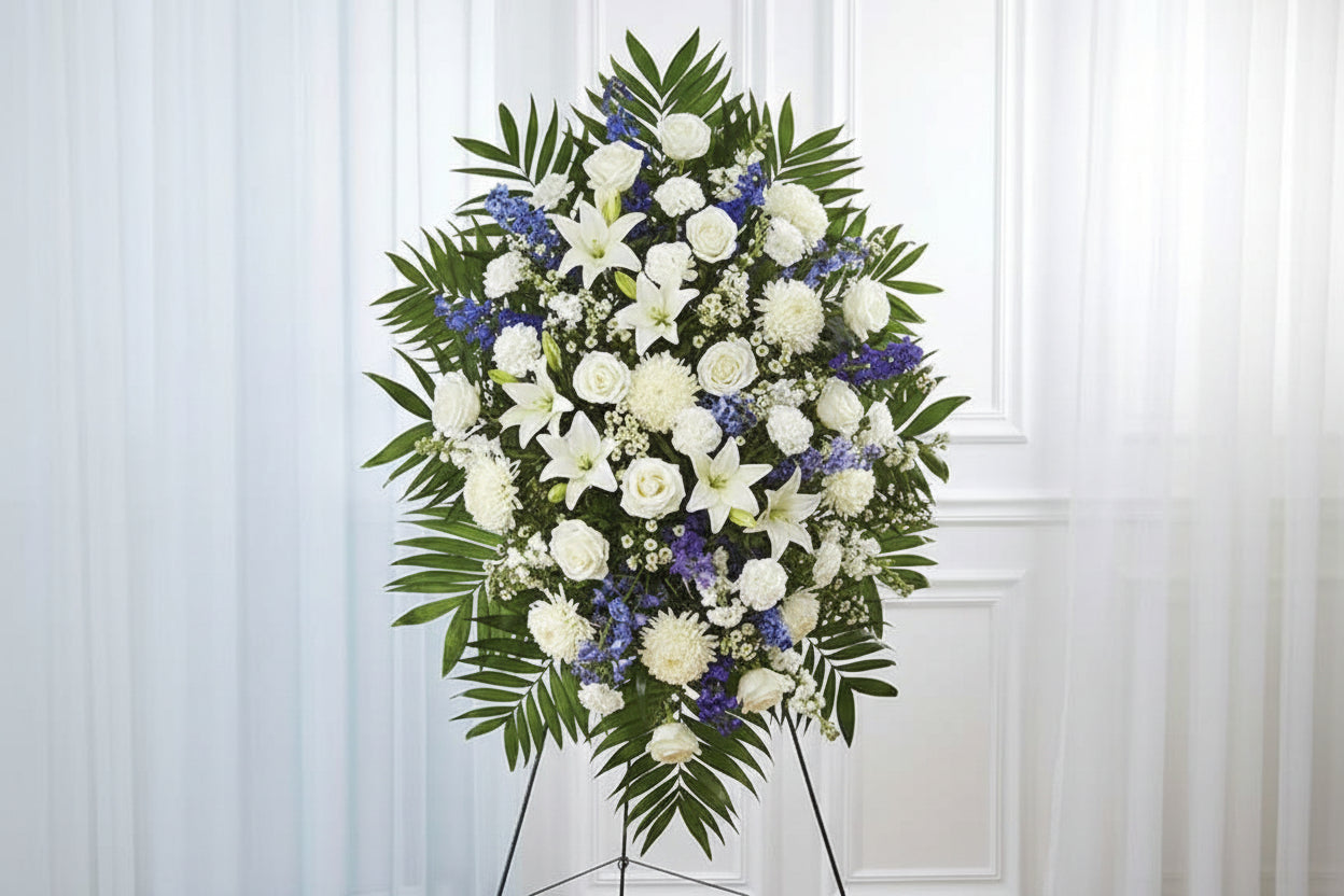 White and Blue Standing Spray