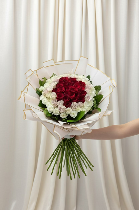 75 White & Red Roses