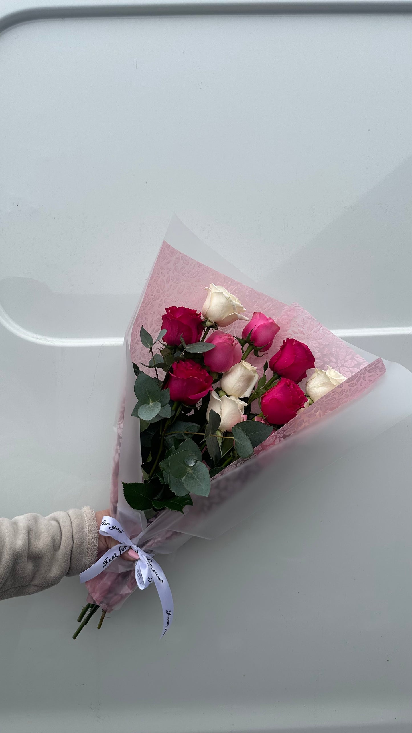 Dozen Roses & Eucalyptus Bouquet