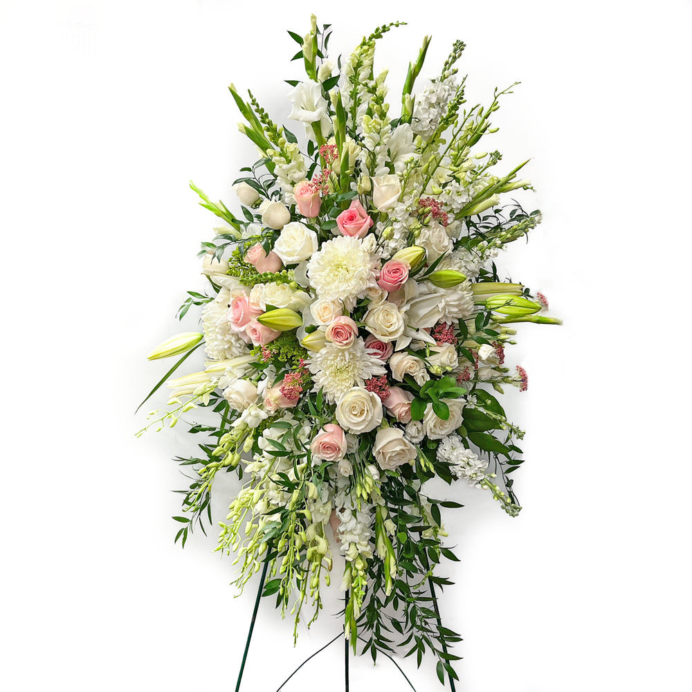 White with Hints of Pink Standing Spray